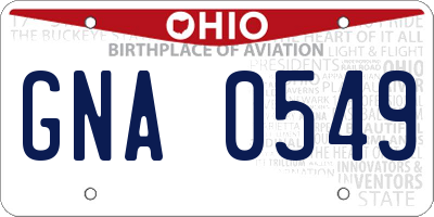 OH license plate GNA0549