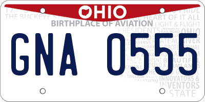 OH license plate GNA0555