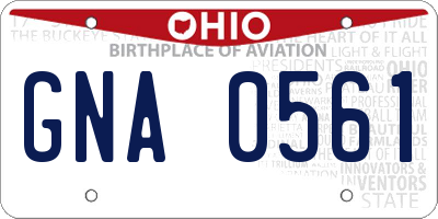 OH license plate GNA0561