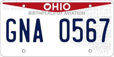 OH license plate GNA0567