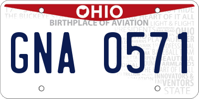 OH license plate GNA0571