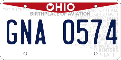 OH license plate GNA0574