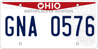 OH license plate GNA0576