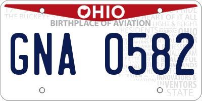 OH license plate GNA0582