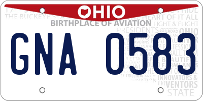 OH license plate GNA0583
