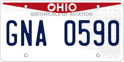 OH license plate GNA0590
