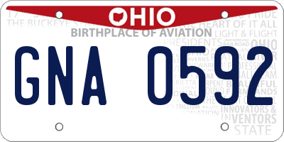 OH license plate GNA0592