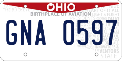 OH license plate GNA0597