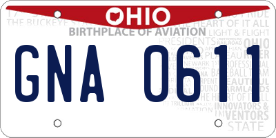 OH license plate GNA0611