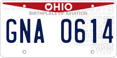 OH license plate GNA0614