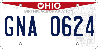 OH license plate GNA0624