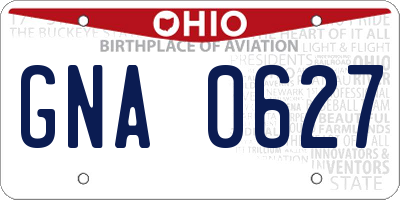 OH license plate GNA0627