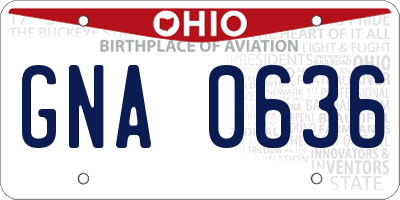OH license plate GNA0636