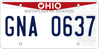 OH license plate GNA0637