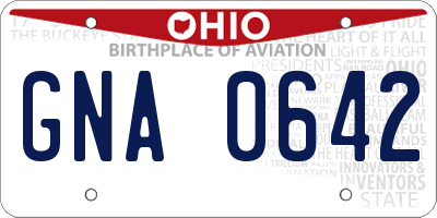 OH license plate GNA0642