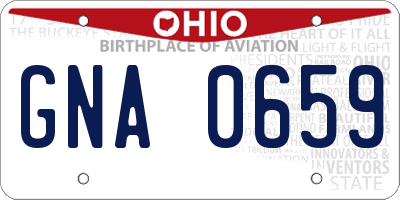 OH license plate GNA0659