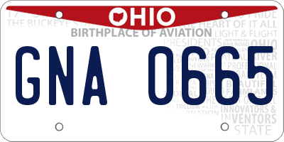 OH license plate GNA0665