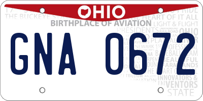 OH license plate GNA0672