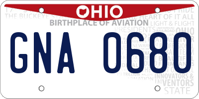 OH license plate GNA0680