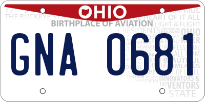 OH license plate GNA0681