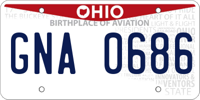 OH license plate GNA0686