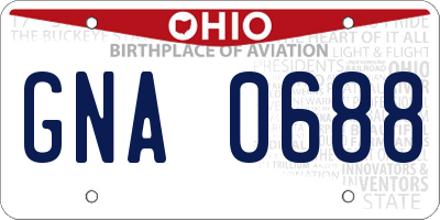 OH license plate GNA0688