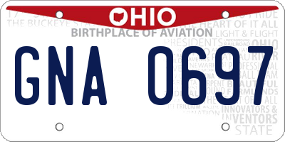 OH license plate GNA0697