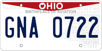 OH license plate GNA0722