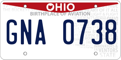 OH license plate GNA0738