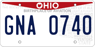 OH license plate GNA0740