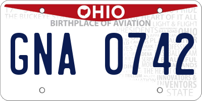 OH license plate GNA0742
