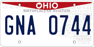 OH license plate GNA0744