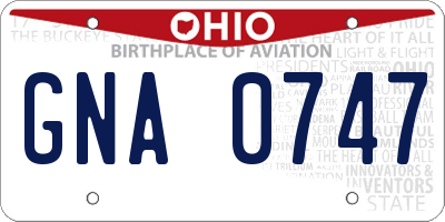 OH license plate GNA0747