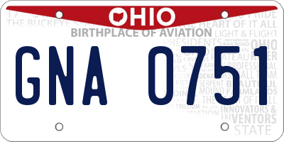 OH license plate GNA0751