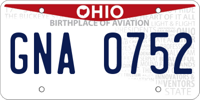 OH license plate GNA0752