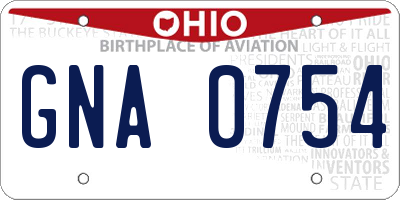 OH license plate GNA0754