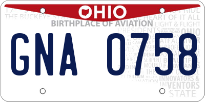 OH license plate GNA0758
