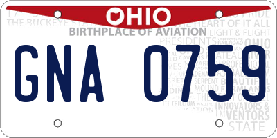 OH license plate GNA0759