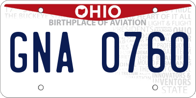 OH license plate GNA0760