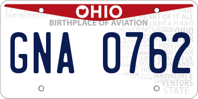 OH license plate GNA0762
