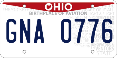 OH license plate GNA0776