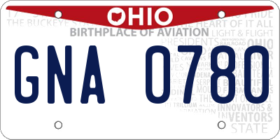 OH license plate GNA0780