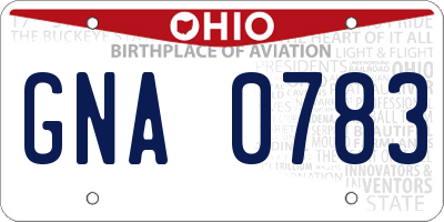 OH license plate GNA0783