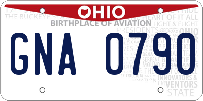 OH license plate GNA0790