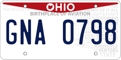 OH license plate GNA0798