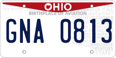 OH license plate GNA0813