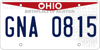 OH license plate GNA0815