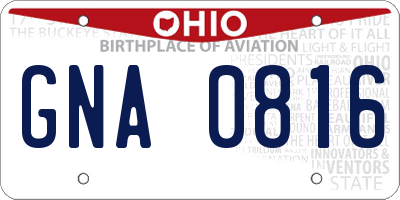 OH license plate GNA0816