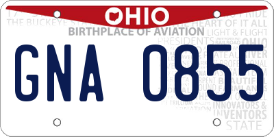 OH license plate GNA0855