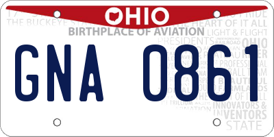 OH license plate GNA0861